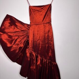 Curve enhancing structured dress in beautiful blood red
